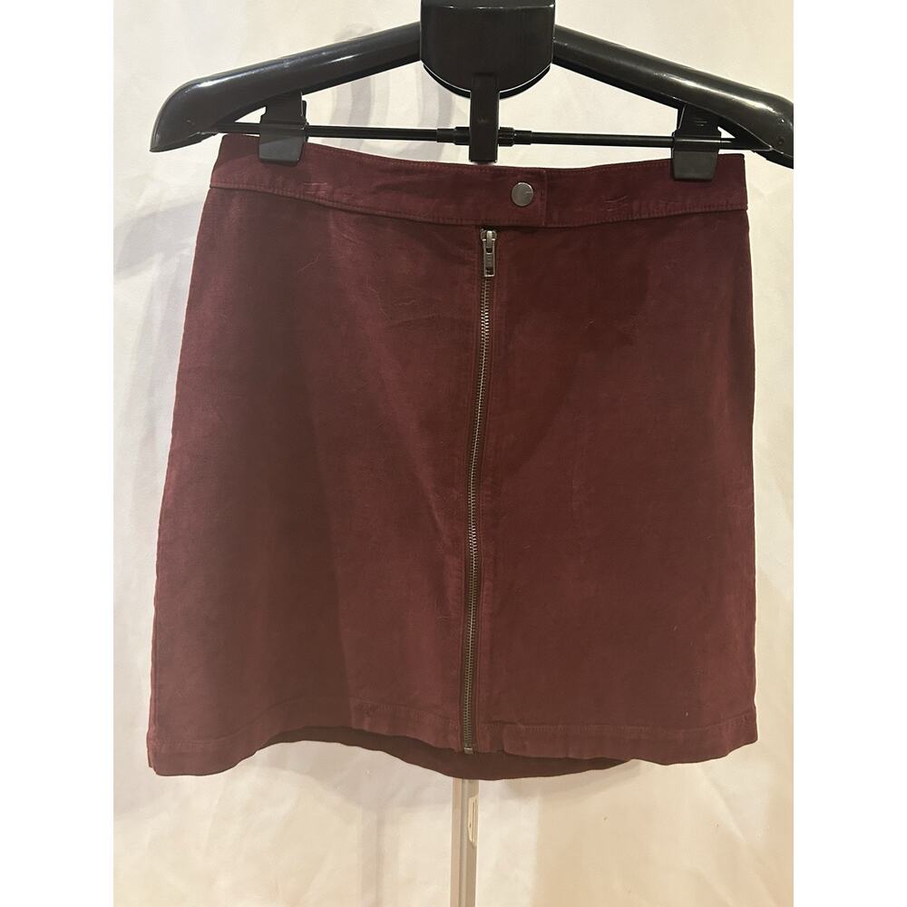 Madewell Skirt Womens 4 Burgundy Red Studio Zip Skirt Velvet Mini